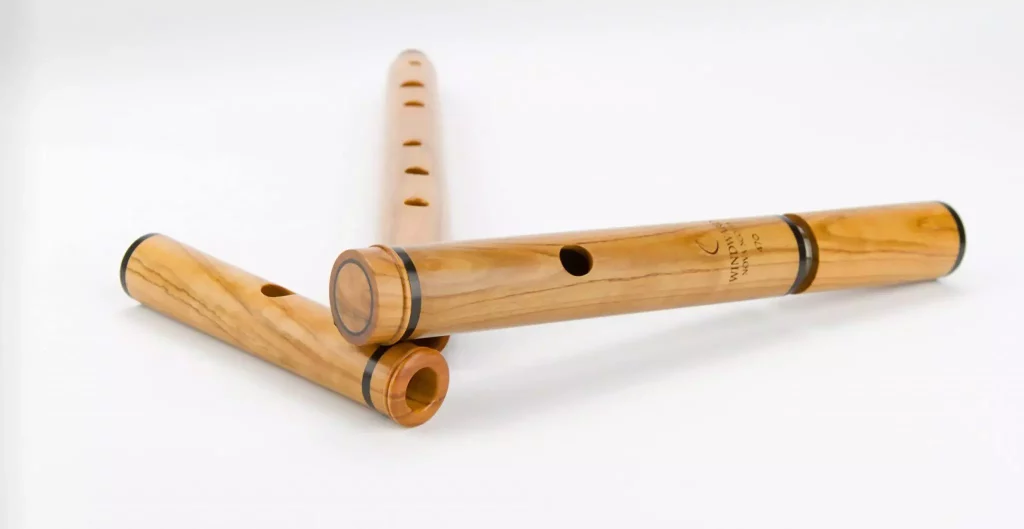 A flute made of African olivewood, also called wild olivewood.