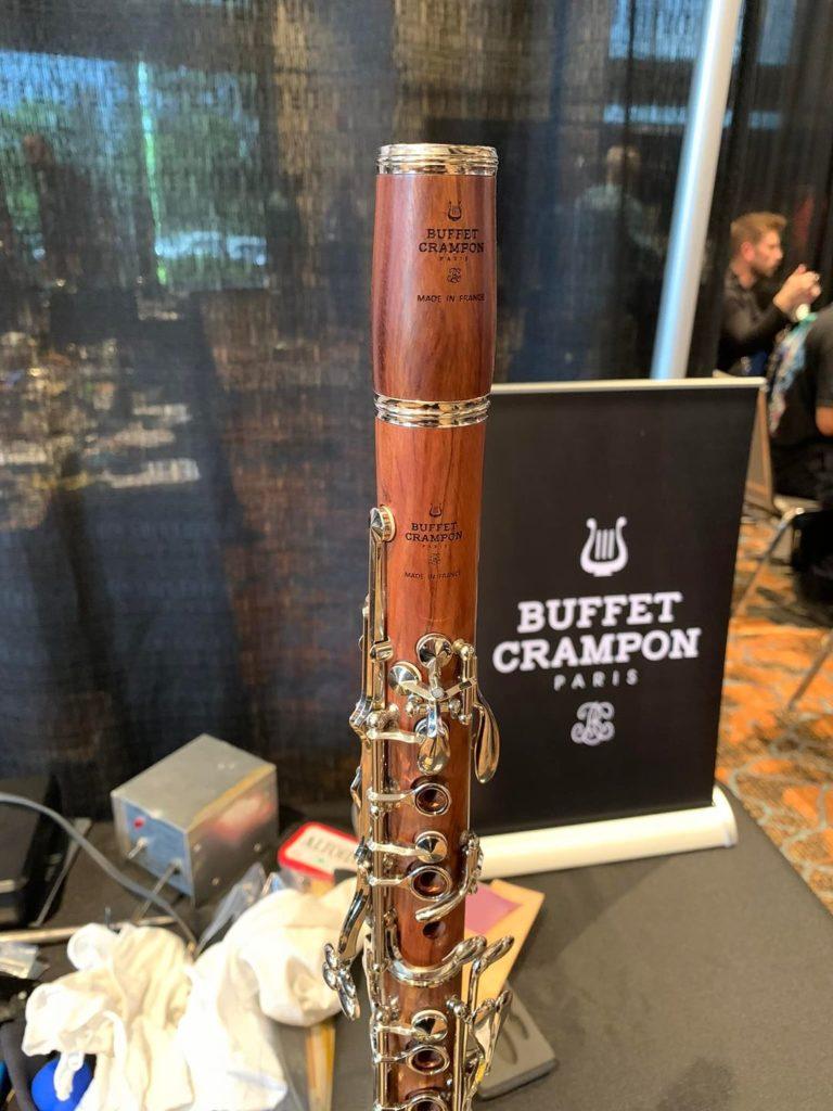 A light-coloured clarinet made of mopane.