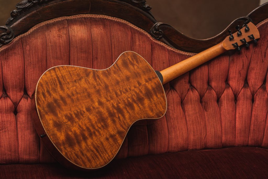 A beautiful quilted sapele guitar from Andrew White Guitars.